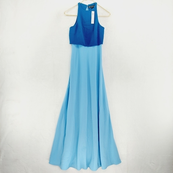 NWT Jill Jill Stuart Women's Pop Over Two Shades Blue Maxi Wedding Dress P3417 - Picture 3 of 11